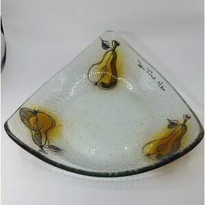 Hand Painted Triangle Plate.  Designed by Canadian Artist Diane Ferland.  Signed